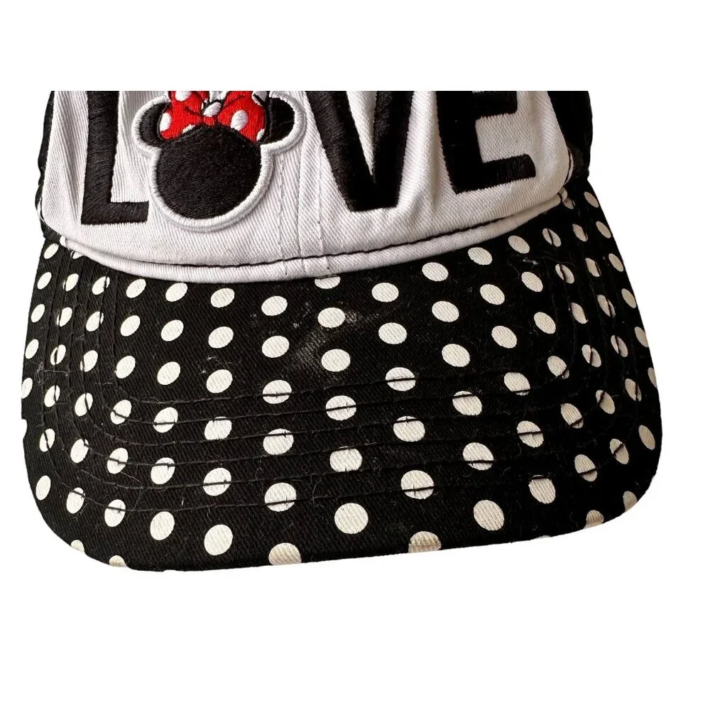 NWOT Disney Minnie Mouse Baseball Cap Hat Adjustable Embroidered Polka D…